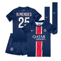 Paris Saint-Germain Nuno Mendes #25 Heimtrikotsatz Kinder 2024-25 Kurzarm (+ Kurze Hosen)